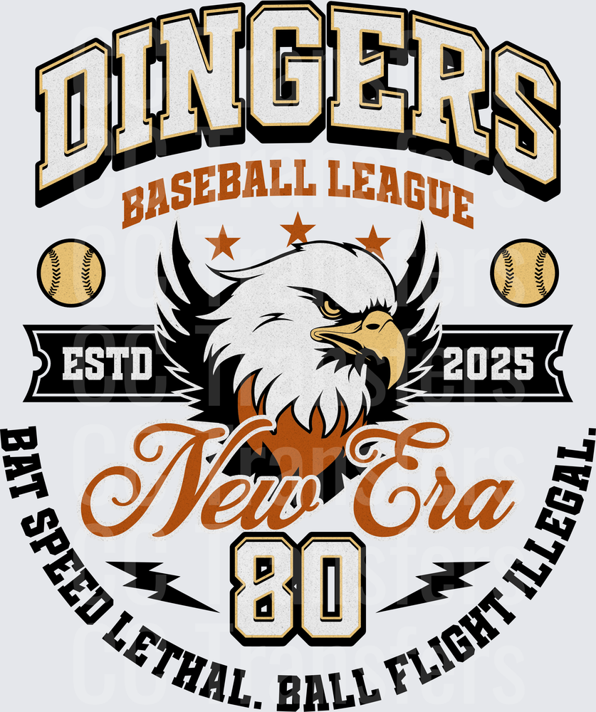 Dingers Baseball League New Era 80 Eagle Mascot ESTD 2025 (DTF)