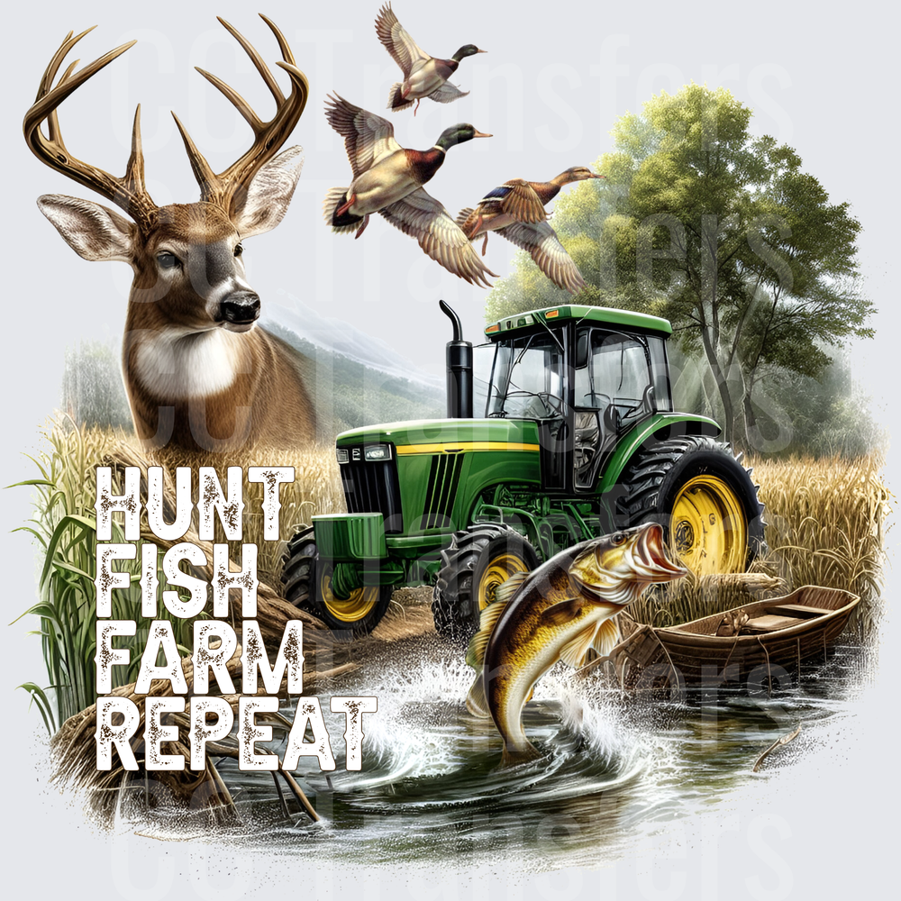 Hunt Fish Farm Repeat Whitetail Buck Tractor Bass Duck (DTF)