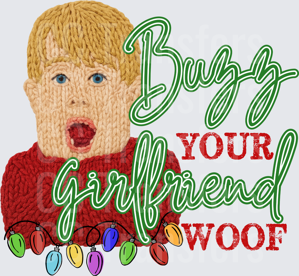 Buzz Your Girlfriend Woof Knit Boy Christmas Lights (DTF)