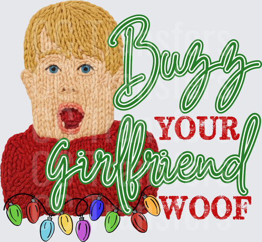 Buzz Your Girlfriend Woof Knit Boy Christmas Lights (DTF)