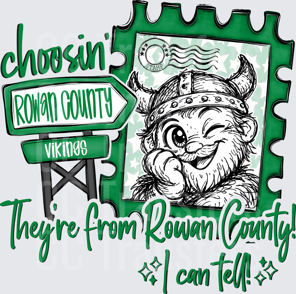 Choosin' Rowan County Vikings Winking Mascot Stamp (DTF)