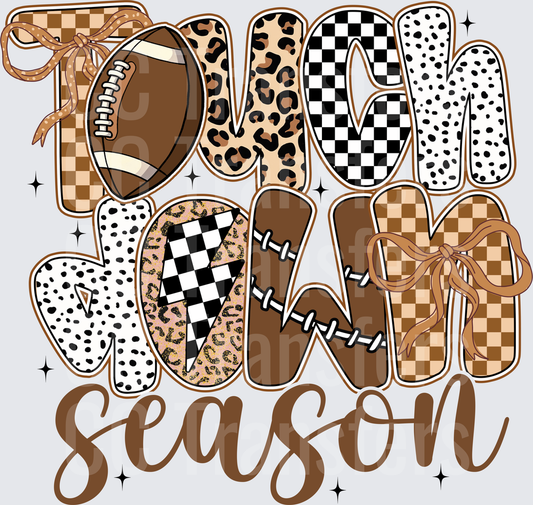 Touchdown Season Football Leopard Checkered Boho (DTF)