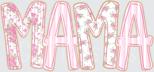 Floral Shabby Chic MAMA Patchwork Letter Design (DTF)