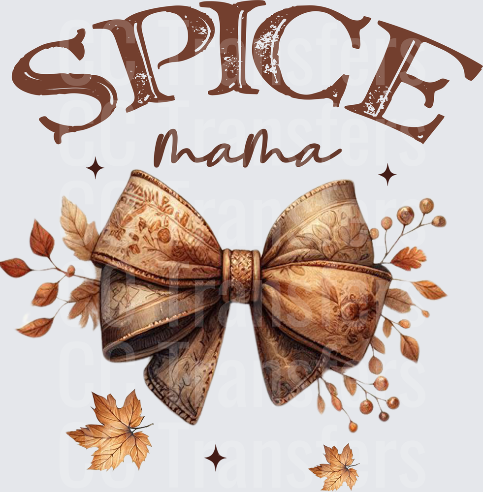 Spice Mama Fall Bow Autumn Leaves Design (DTF)