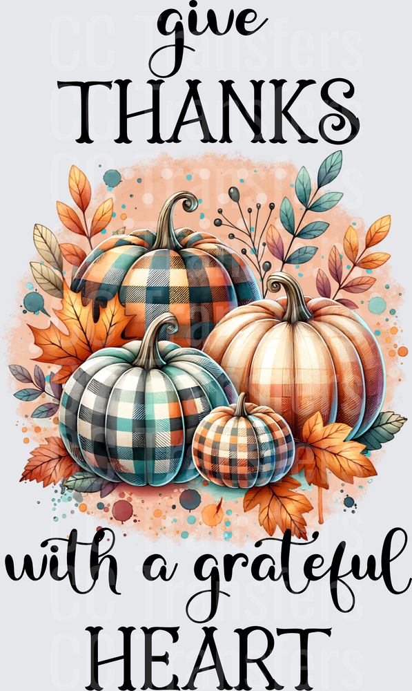 Give Thanks With A Grateful Heart Buffalo Plaid Pumpkins (DTF)