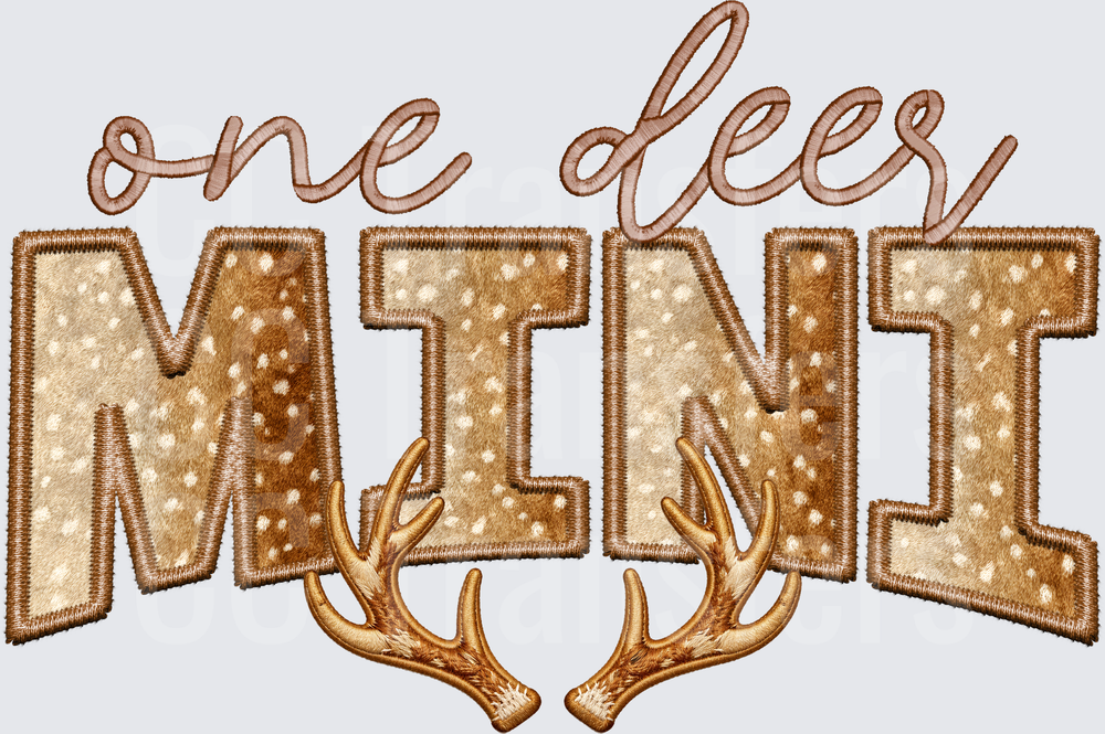 One Deer Mini Embroidery Style Fawn Antlers Design (DTF)