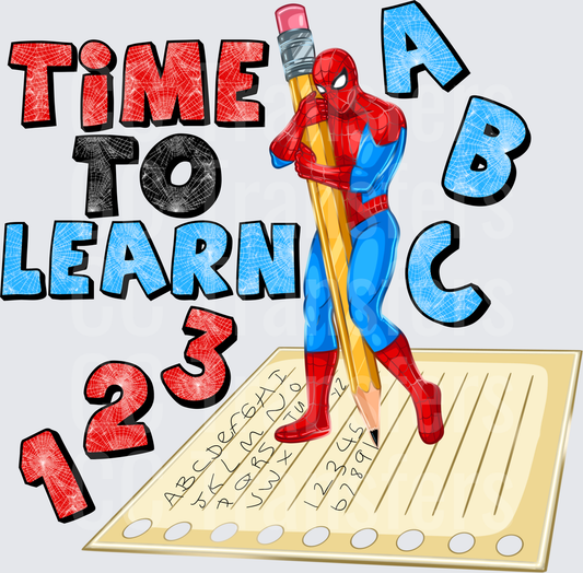Time To Learn ABC 123 Webbed Hero With Pencil (DTF)