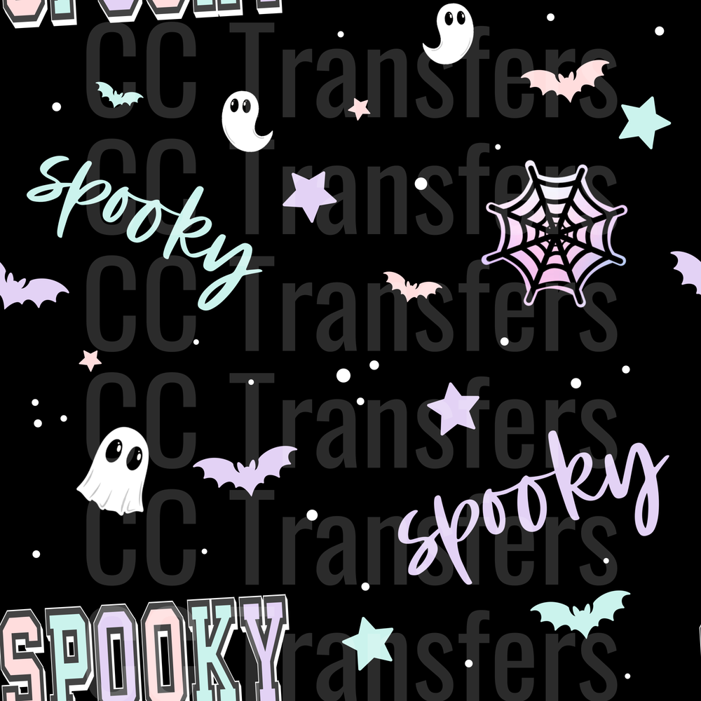 Pastel Goth Spooky Halloween Ghost Bat Web Pattern (DTF)