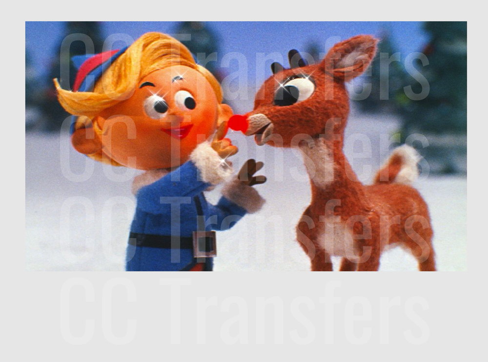 Classic Holiday Elf Boy and Red Nosed Reindeer in Snow (DTF)