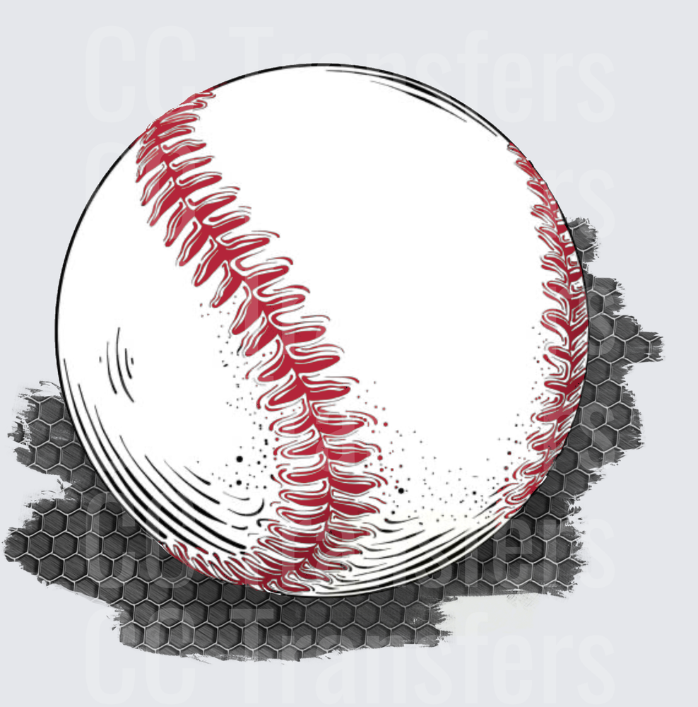 Bold Baseball with Red Stitching Hexagon Shadow (DTF)