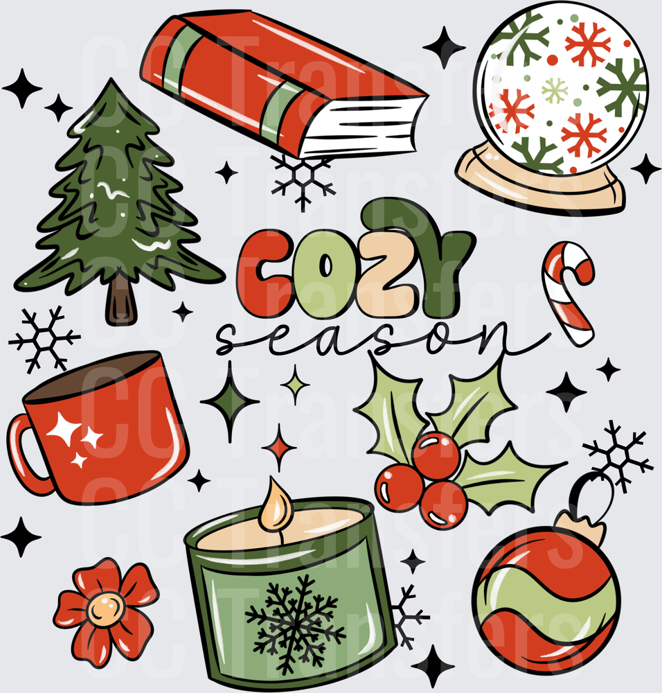 Cozy Season Christmas Holiday Icons Collage (DTF)