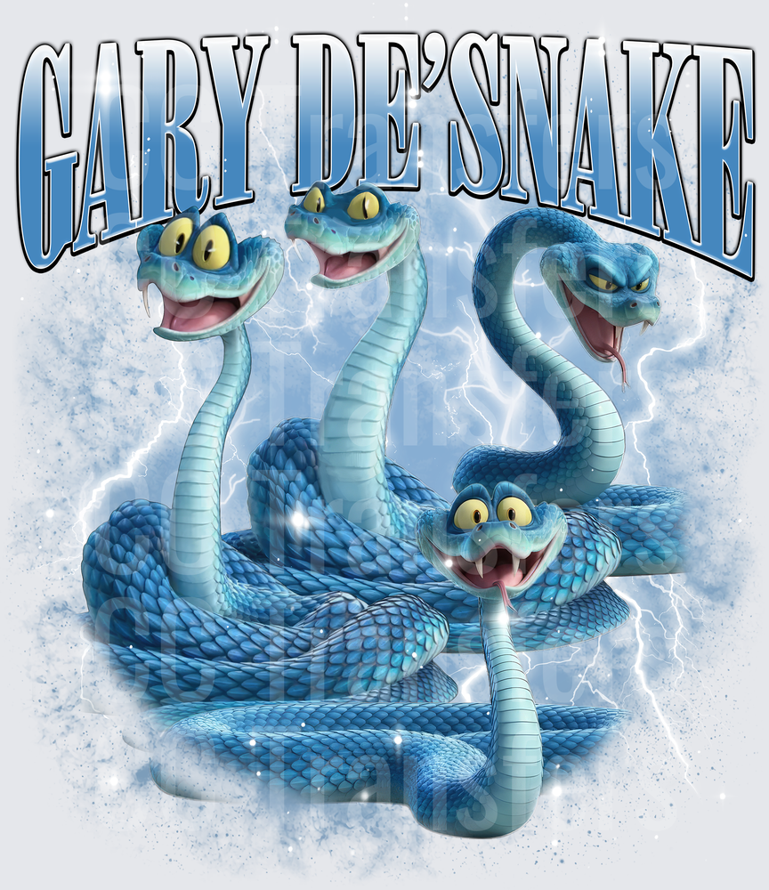 Gary De'Snake Four-Headed Blue Cartoon Snake Lightning (DTF)