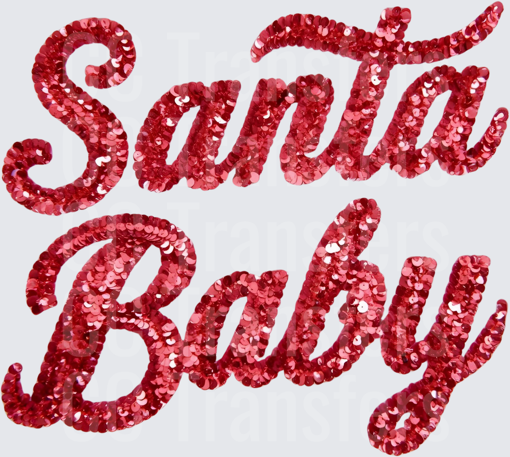 Red Sequin Glitter Script Christmas Holiday Text (DTF)