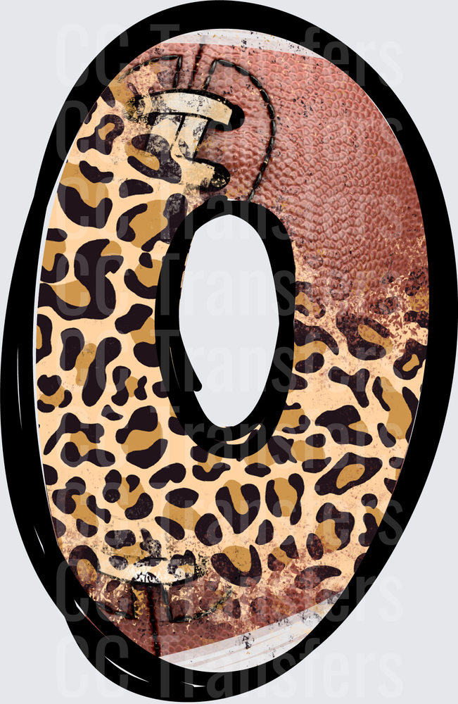 Leopard Print Football Letter O (DTF)