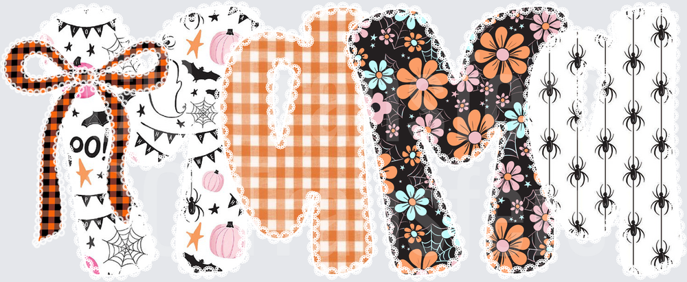 Spooky MOM Halloween Floral Plaid Letter Design (DTF)