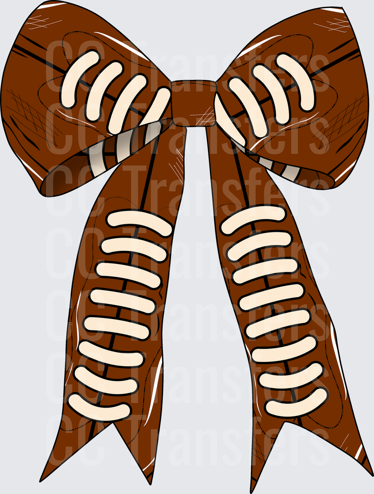 Football Textured Cheer Bow Brown and Cream (DTF)