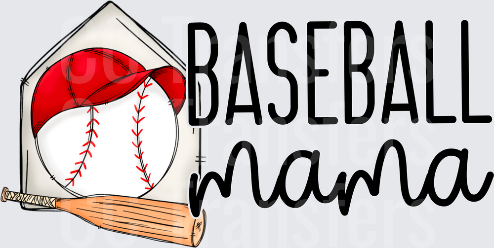 Baseball Mama Home Plate Bat and Ball Graphic (DTF)