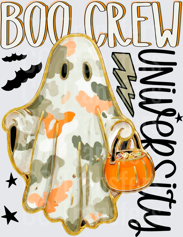 Boo Crew University Camo Ghost Halloween DTF