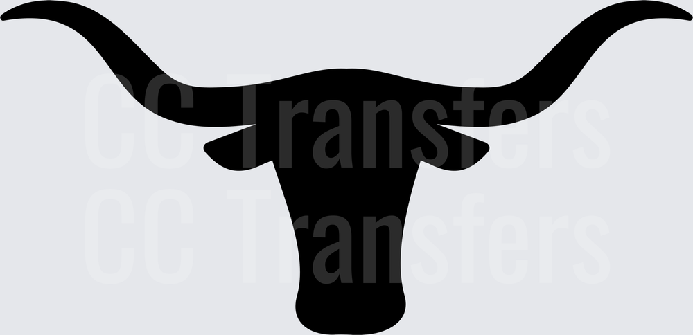 Bold Black Longhorn Bull Head Silhouette (DTF)
