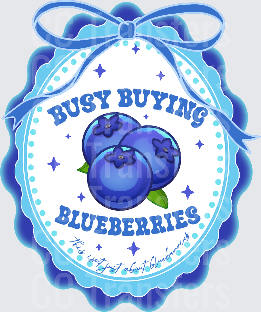Busy Buying Blueberries Scalloped Bow Badge (DTF)