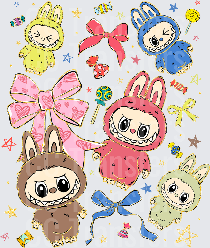 Cute Monster Bunny Costume Characters Candy Bows (DTF)