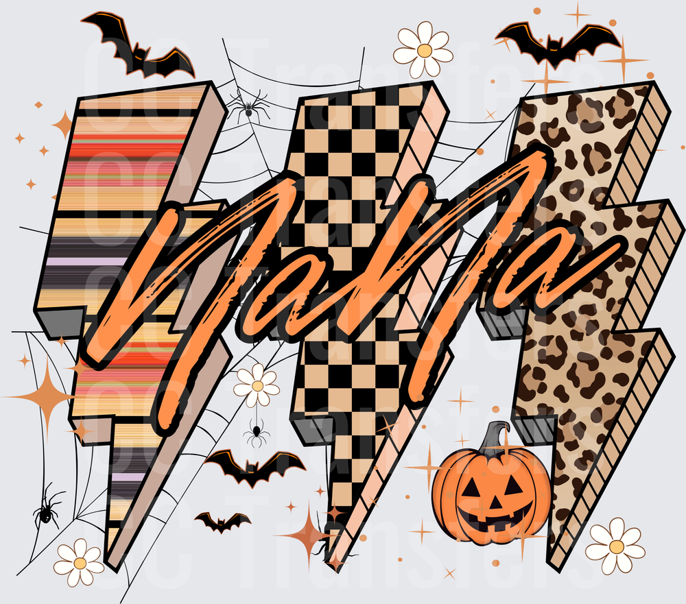 Halloween Mama Lightning Bolt Serape Checkered Leopard (DTF)