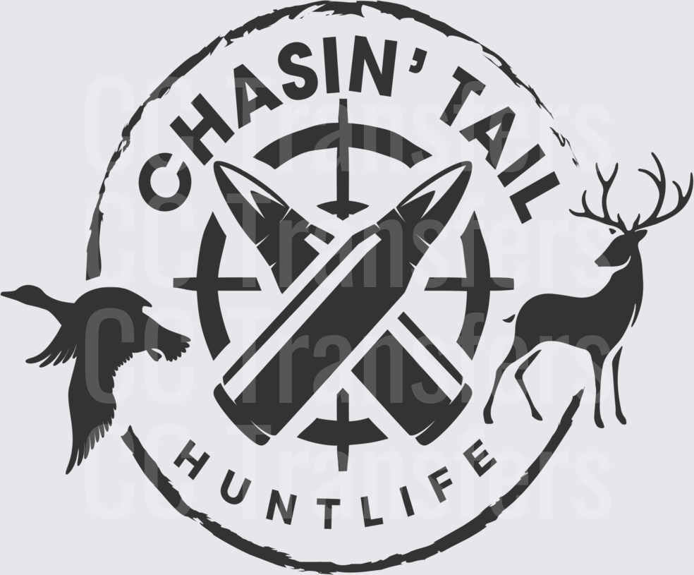 Chasin' Tail Hunt Life Deer Duck Bullet Crosshair Badge (DTF)