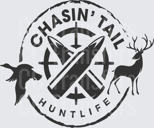 Chasin' Tail Hunt Life Deer Duck Bullet Crosshair Badge (DTF)