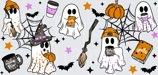 Cute Halloween Ghost Bundle with Bats Stars Pumpkins (DTF)