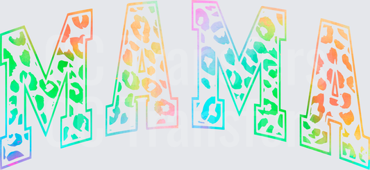 Mama Varsity Letters Rainbow Leopard Print (DTF)