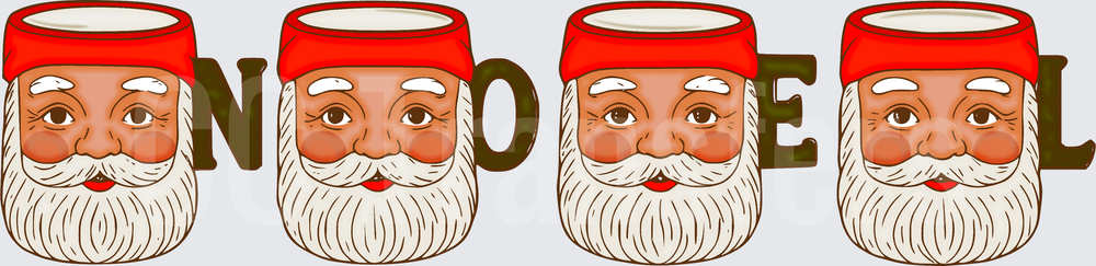 NOEL Santa Claus Face Mugs Christmas Holiday (DTF)