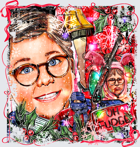 Oh Fudge Christmas Boy Glasses Leg Lamp Pink Bunny (DTF)