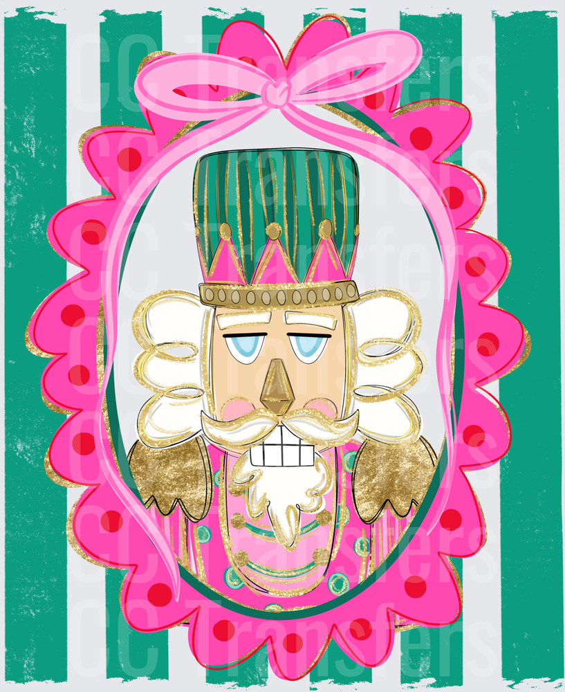 Glam Pink Gold Nutcracker Portrait Framed with Bow (DTF)