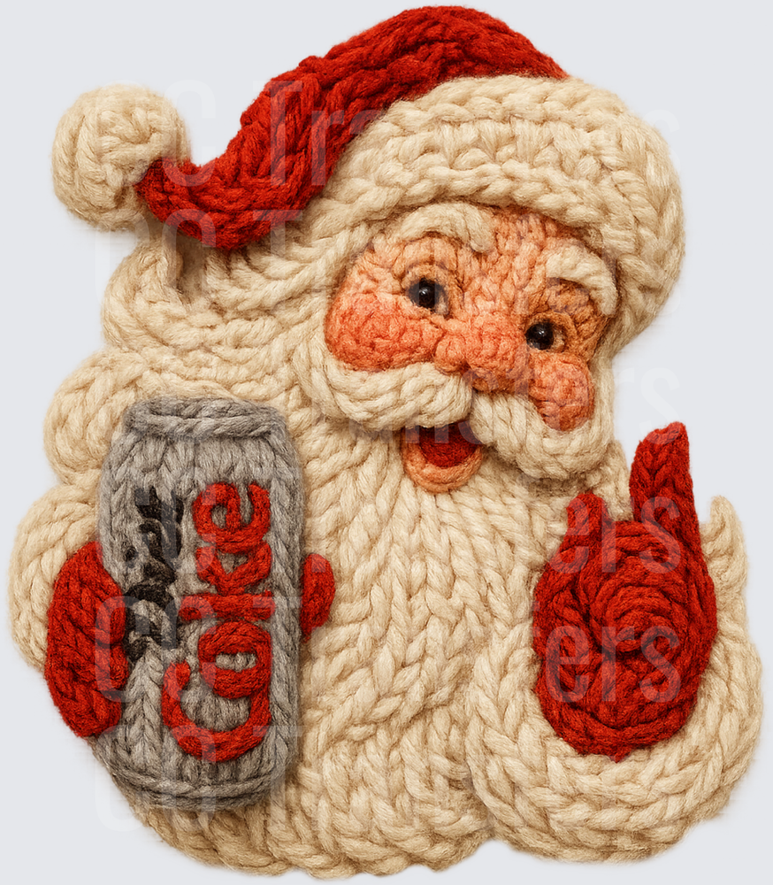 Crochet Knit Santa Claus Holding Soda Can (DTF)