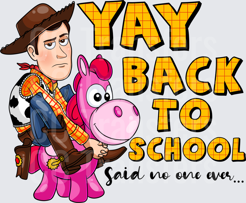 Unenthusiastic Cowboy Riding Pink Horse Yay Back To School Said No One Ever (DTF)