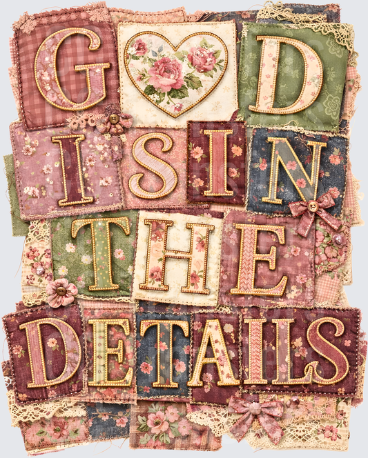 God Is In The Details Floral Patchwork Quilt (DTF)