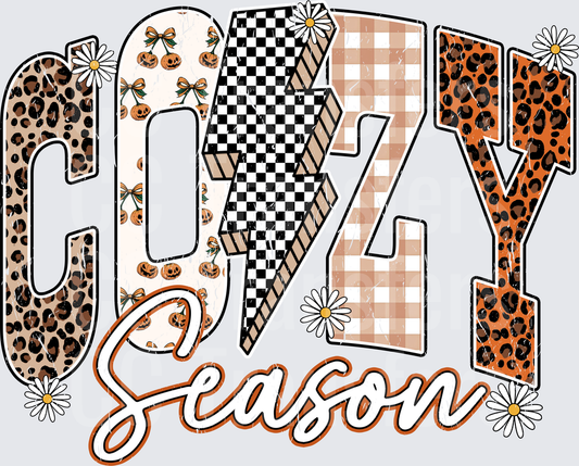 Cozy Season Mixed Pattern Leopard Plaid Checkered Letters (DTF)