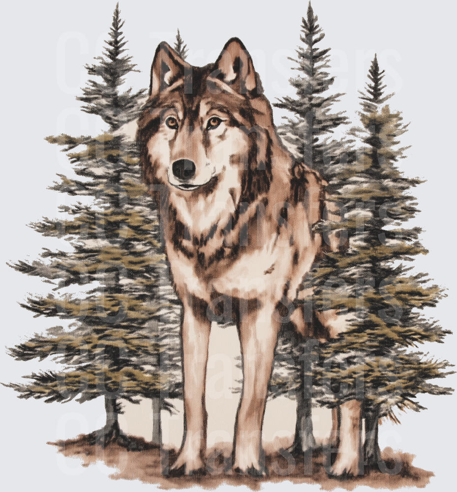 Majestic Wolf Standing Among Pine Trees Wilderness (DTF)