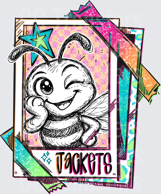 Cute Winking Bee Mascot Retro Card Jackets (DTF)
