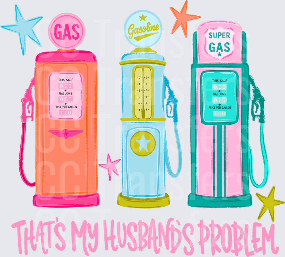Retro Pastel Gas Pumps That's My Husband's Problem (DTF)
