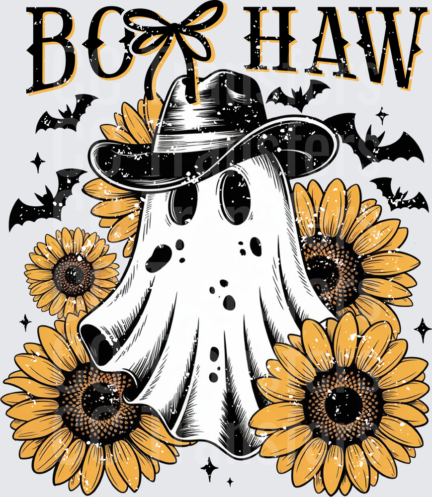 Boo Haw Western Ghost Cowboy Sunflowers Halloween (DTF)