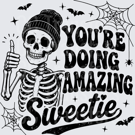 Skeleton Beanie Thumbs Up You're Doing Amazing Sweetie (DTF)