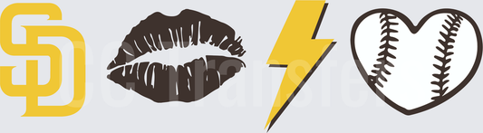 Baseball Fan Kiss Lightning Heart Icon Set (DTF)