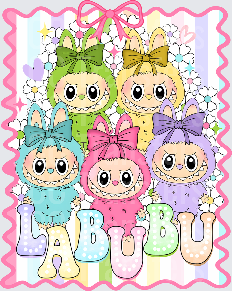 Pastel Monster Bunny Squad Floral Bow Group (DTF)