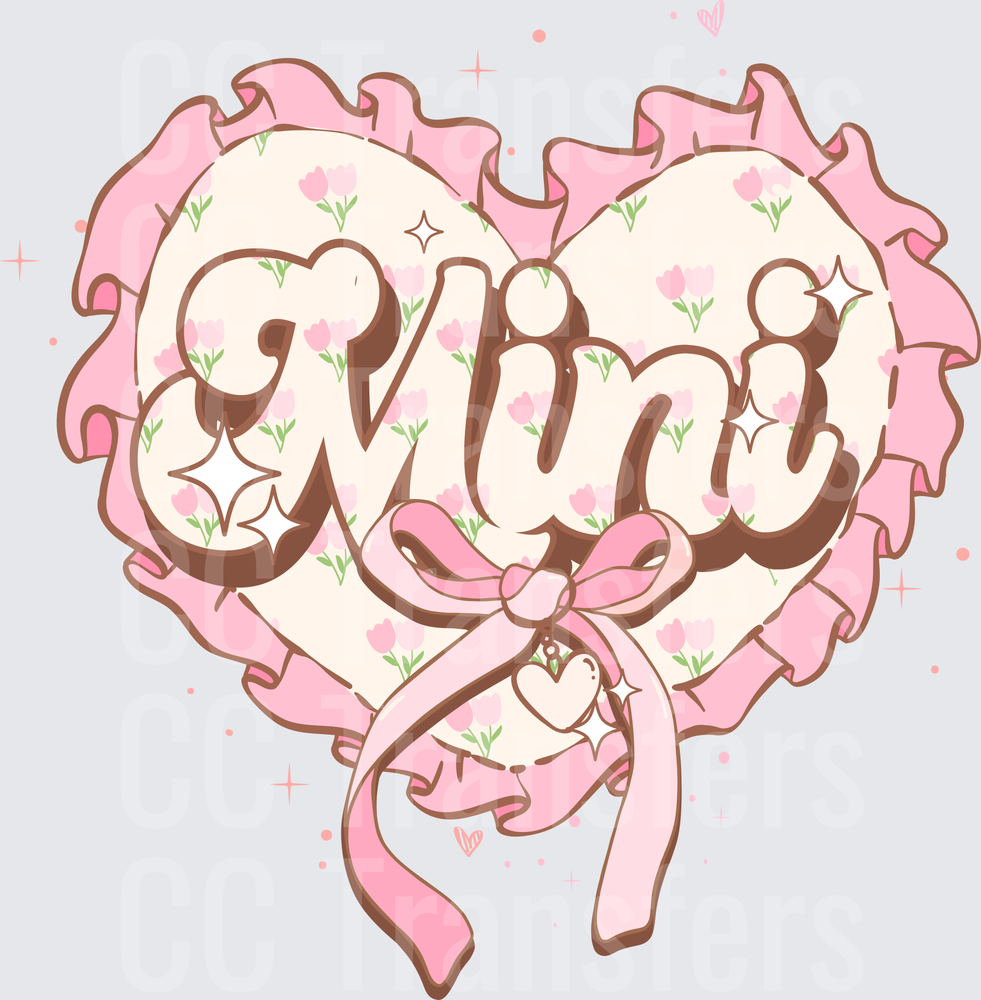 Mini Heart Frilly Ruffle Bow Floral Sparkle Coquette (DTF)
