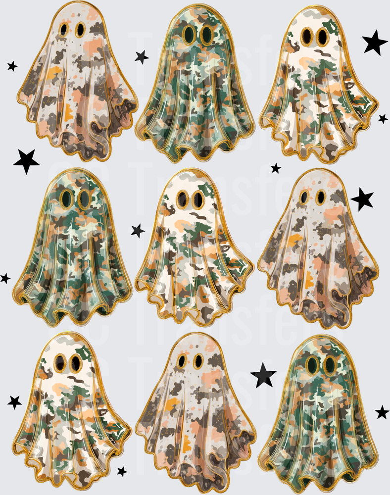 Camo Halloween Ghost Bundle with Stars (DTF)