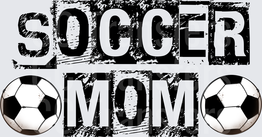 Soccer Mom Bold Grunge Text with Soccer Balls (DTF)