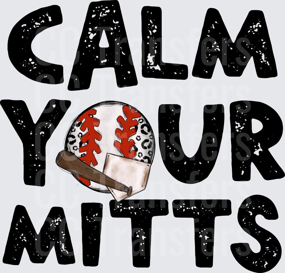 Calm Your Mitts Leopard Baseball Bat Distressed (DTF)