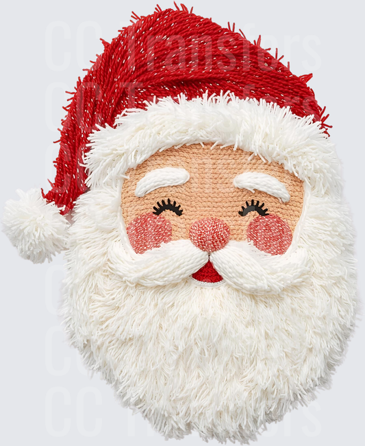 Fluffy Yarn Textured Santa Claus Face Holiday (DTF)