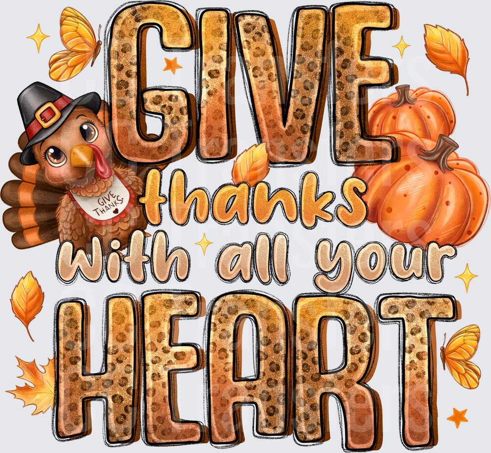 Give Thanks With All Your Heart Thanksgiving Turkey (DTF)
